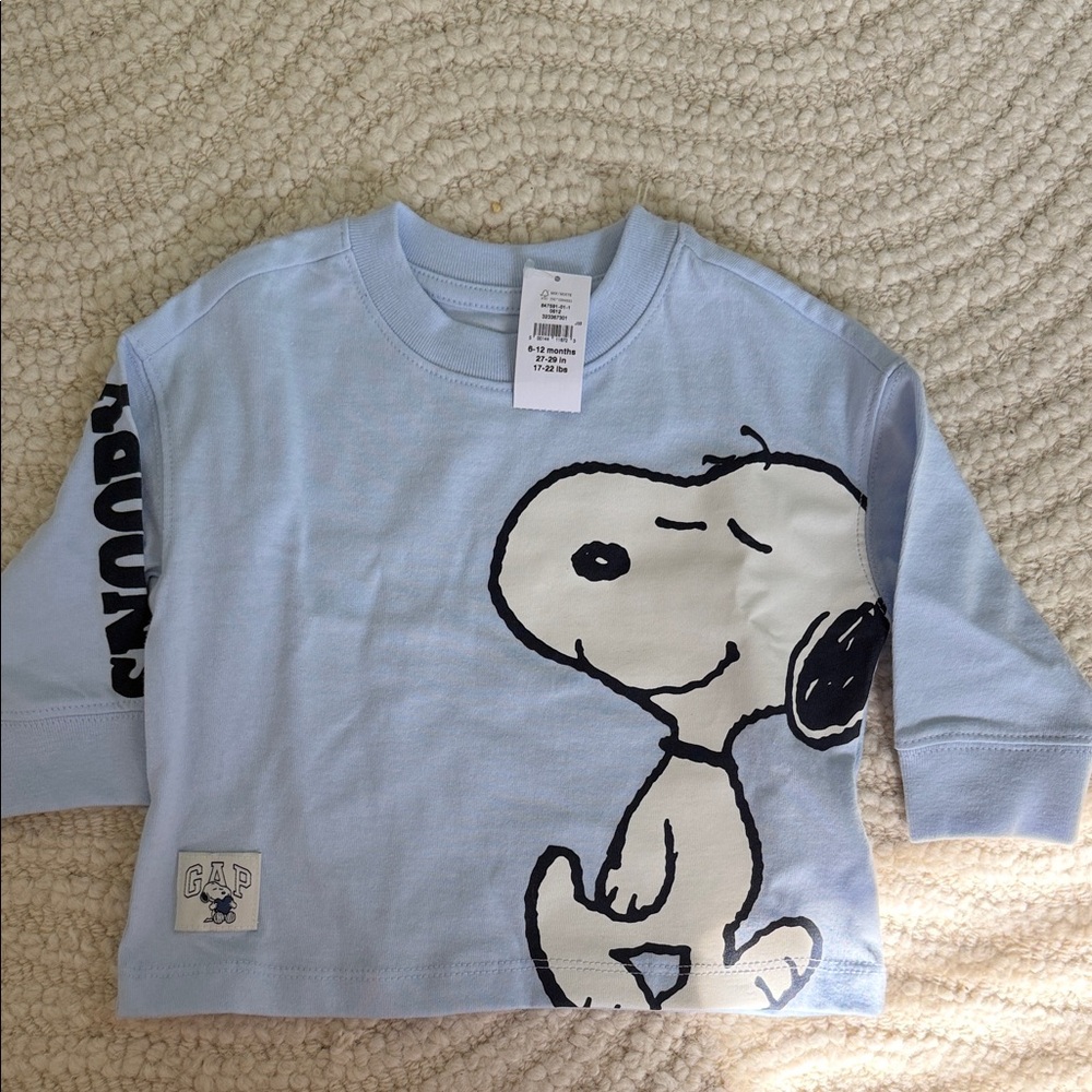 GAP Light Blue Snoopy Print Long Sleeve Tee